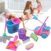 9pcs Mini Doll Cleaning Toy Set Pretend Play Housekeeping Accessories for Kids Dollhouse Cleaning Tools Household Toy Set