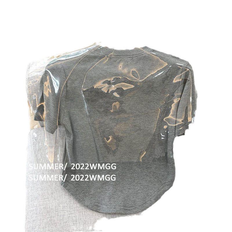 Женская летняя футболка с круглым низом и короткими рукавами - Корейский стиль, принт с буквами