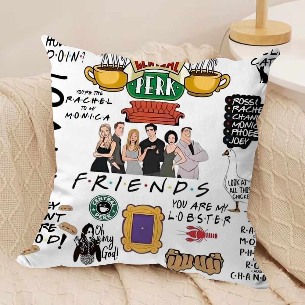Классическая наволочка для подушки из сериала F-Friends, шелковистый короткий плюш, двусторонняя печать, чехол для подушки на диван, для всех сезонов, декор для дома, подарок