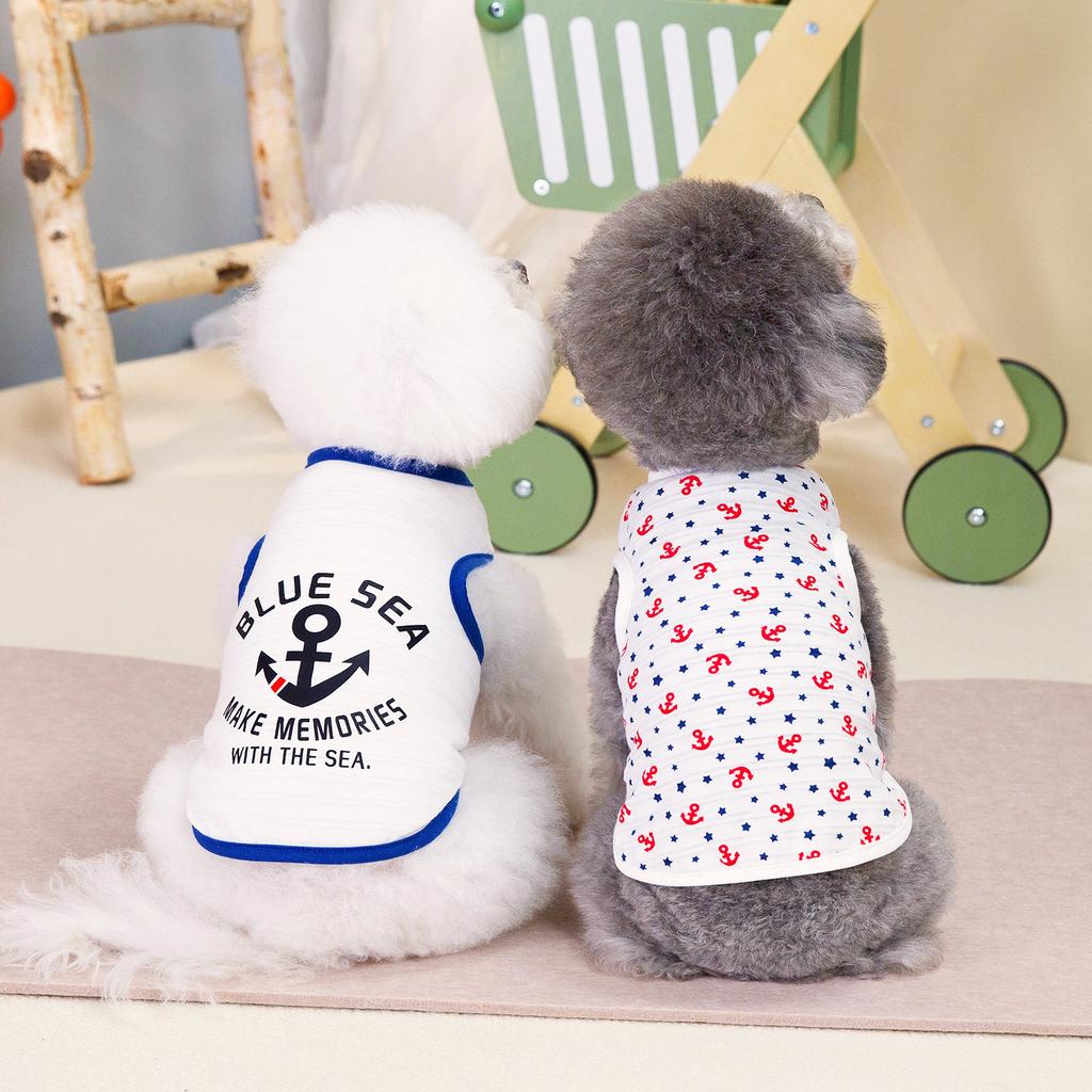 Dog Clothes Summer Sailor Vest Sling Teddy Bigbear Small Dog Cool Breathable Play Pet Clothing