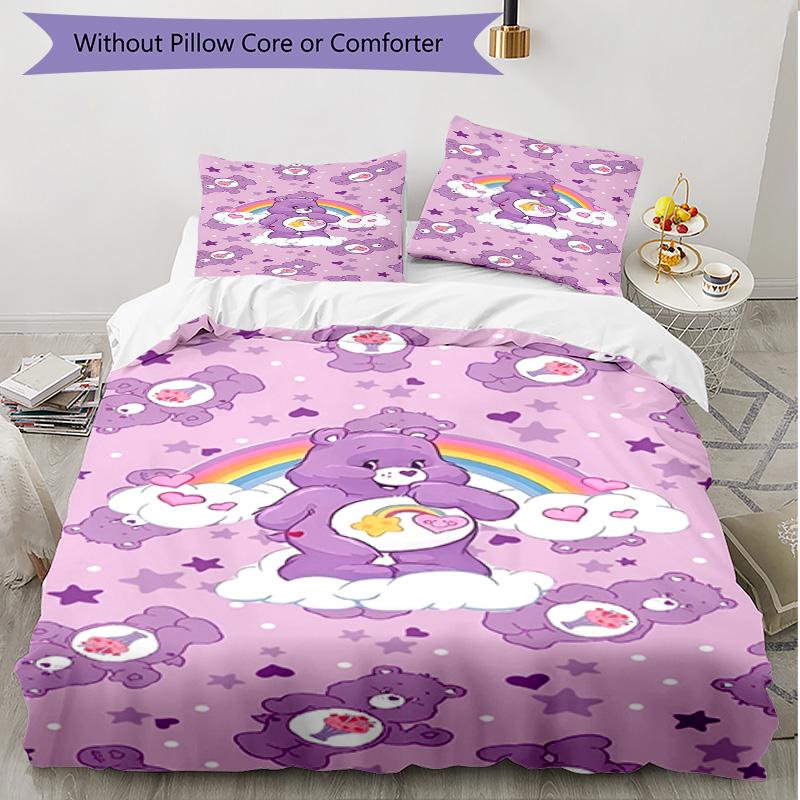 3pcs Duvet Cover Set (1*Duvet Cover + 2*Pillowcase, Without Core), Care Bears Print Soft All‑Season Bedding Set, Home Bedroom Decor Gift