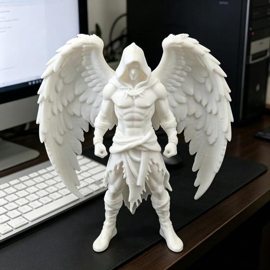 3D-печатная статуэтка Темного Ангела Готическая фигурка с капюшоном Детальный крылатый настольный декор