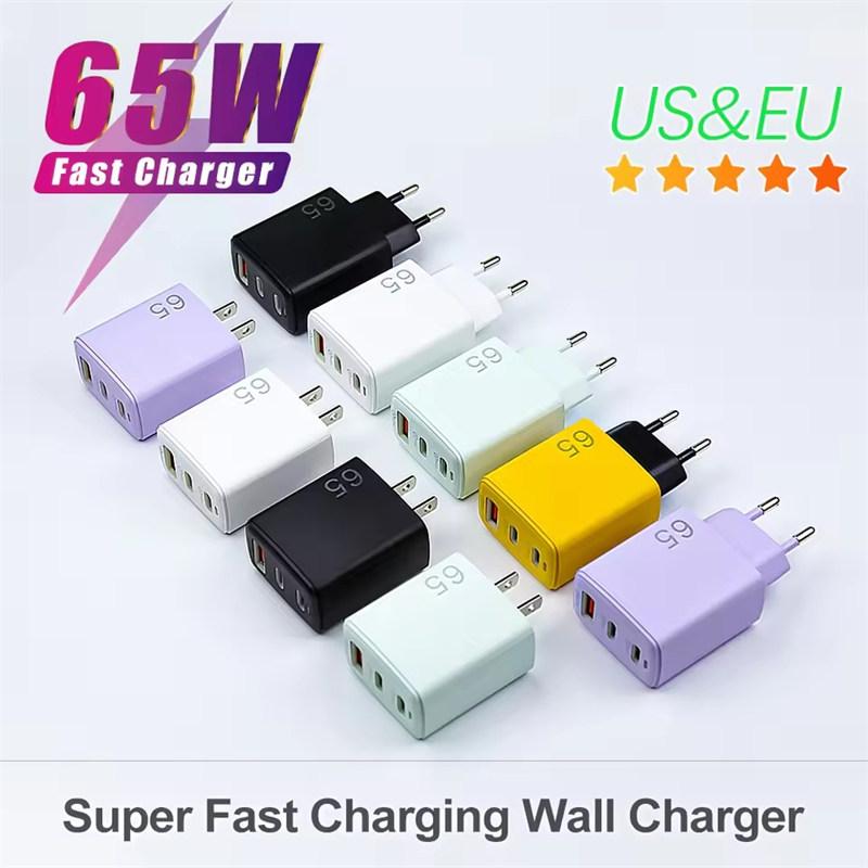 Зарядное устройство USB Type C 65 Вт GaN Быстрая зарядка PD 3.0 Быстрая зарядка Настенное Для адаптера для телефона Для iPhone16 15 Xiaomi Huawei Samsung Oneplus