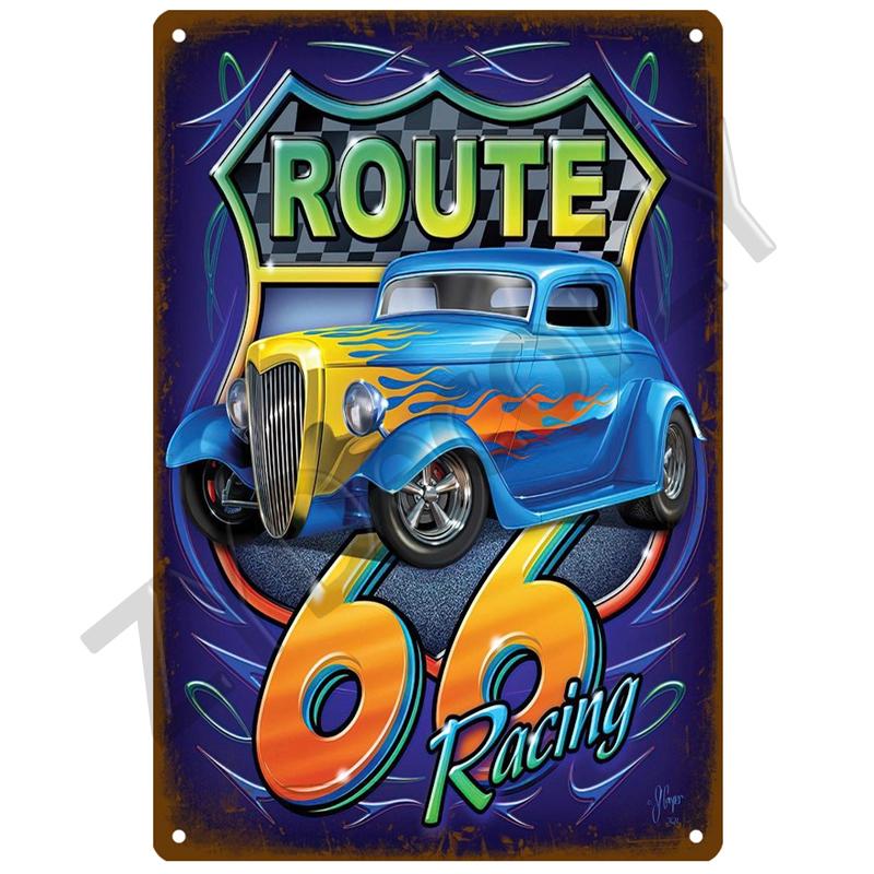 Металлическая табличка Route 66, металлический плакат, жестяная табличка, настенные плакаты, винтажный ретро-эстетический декор комнаты, настенное искусство, украшение
