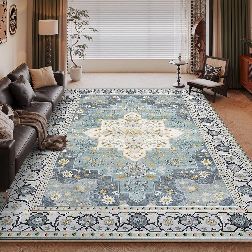 Persian Retro Soft Carpet Plush Floor Mats Non-slip Easy Clean Large Area Rug for Living Room Bedroom Home Decoration