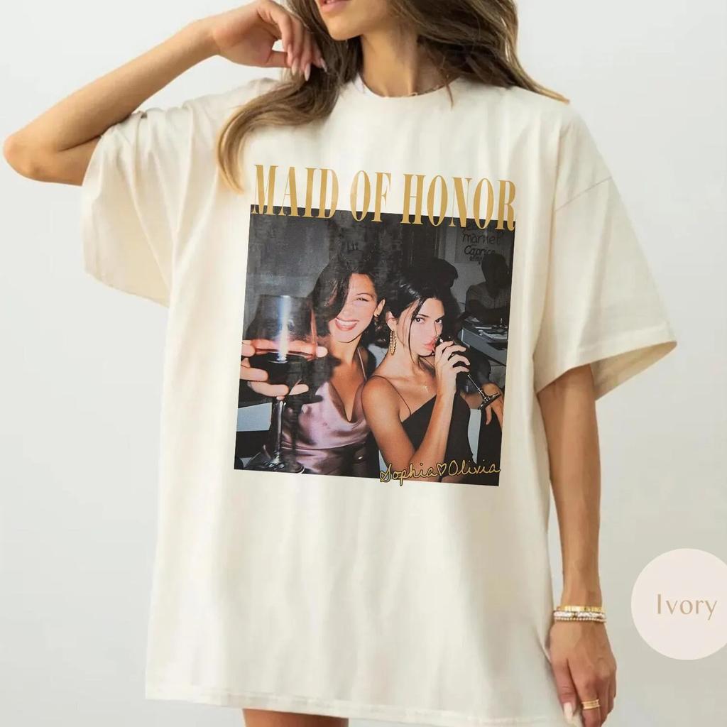 Personalized Maid of Honor Shirt Comfort Colors Custom Photo Bridesmaid Shirt MOH Bachelorette Party Tee Team Bride