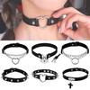 Harajuku Punk Gothic Collar Choker Black PU Leather Heart Cross Spike Necklace Cosplay Body Accessories Fashion Trend Jewelry