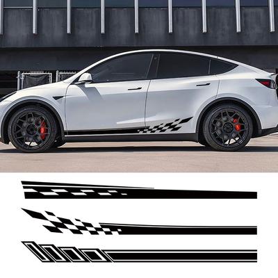 Виниловые боковые наклейки на автомобиль для Tesla Model Y, полосы-наклейки на борт кузова, гоночный стиль, декоративные наклейки, наклейки для модификации, 2 шт.