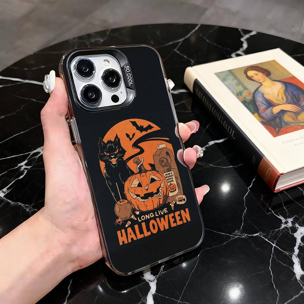 Счастливого Х-Хэллоуина HH Чехол для телефона для iPhone 17,16,15,14,13,12,11 Plus,Pro Max,XS,Красочный Серебристый Черный Чехол
