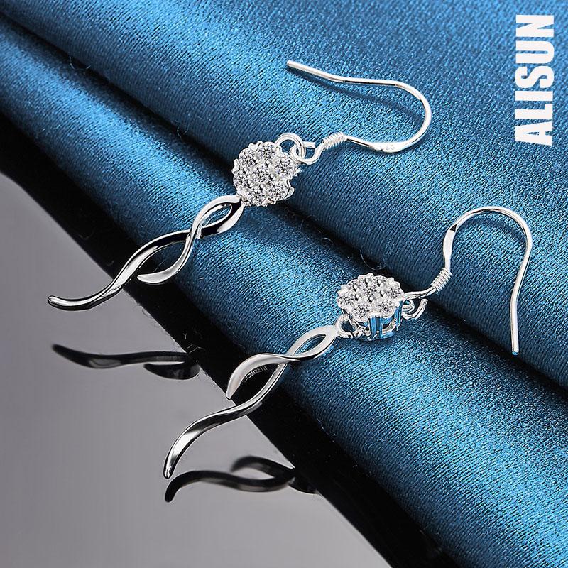 Серьги-подвески из стерлингового серебра 925 пробы с круглыми бусинами 8 мм, цирконием класса ААА, модные свадебные украшения