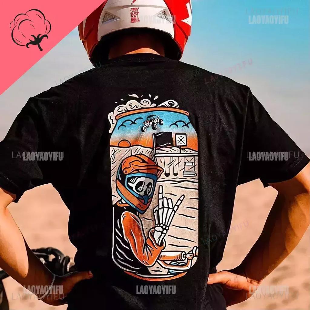 Готические футболки Harajuku Biker Skull Graphic T Shirts Men Fashion Trend Short Sleeve Tops Dark Punk Skulls Retro T Shirt Male Oversize Tee