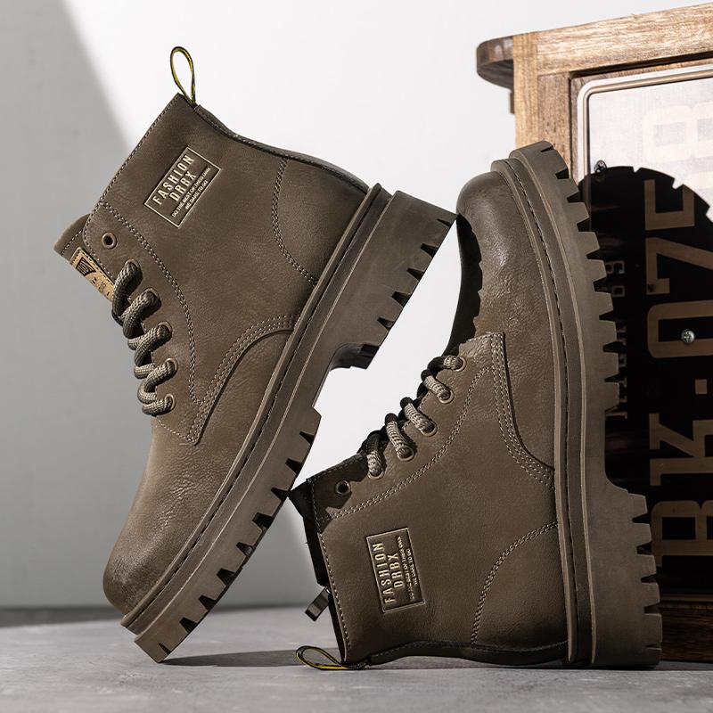 Мужские повседневные кожаные ботинки на высокой подошве, ботинки-дезерты для отдыха, ботинки для мотокросса, универсальные мужские ботильоны