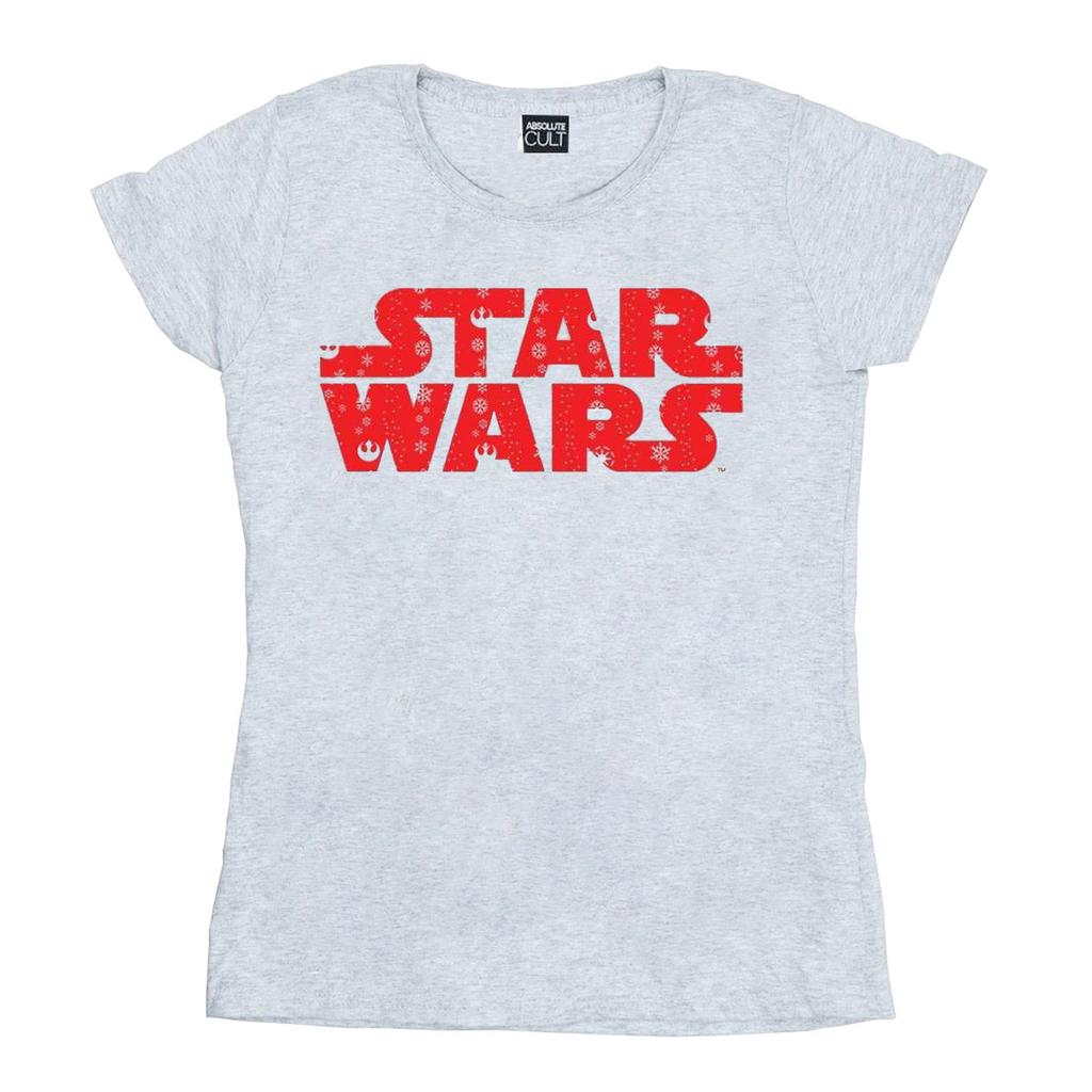 STAR WARS Женская/дамская футболка из хлопка с рождественским логотипом