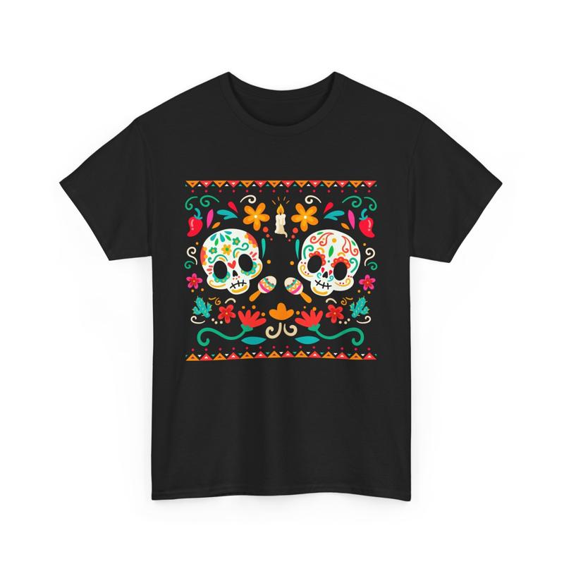 Цветной Сахарный Череп Мексиканский День Мертвых Dia De Los Muertos Футболка