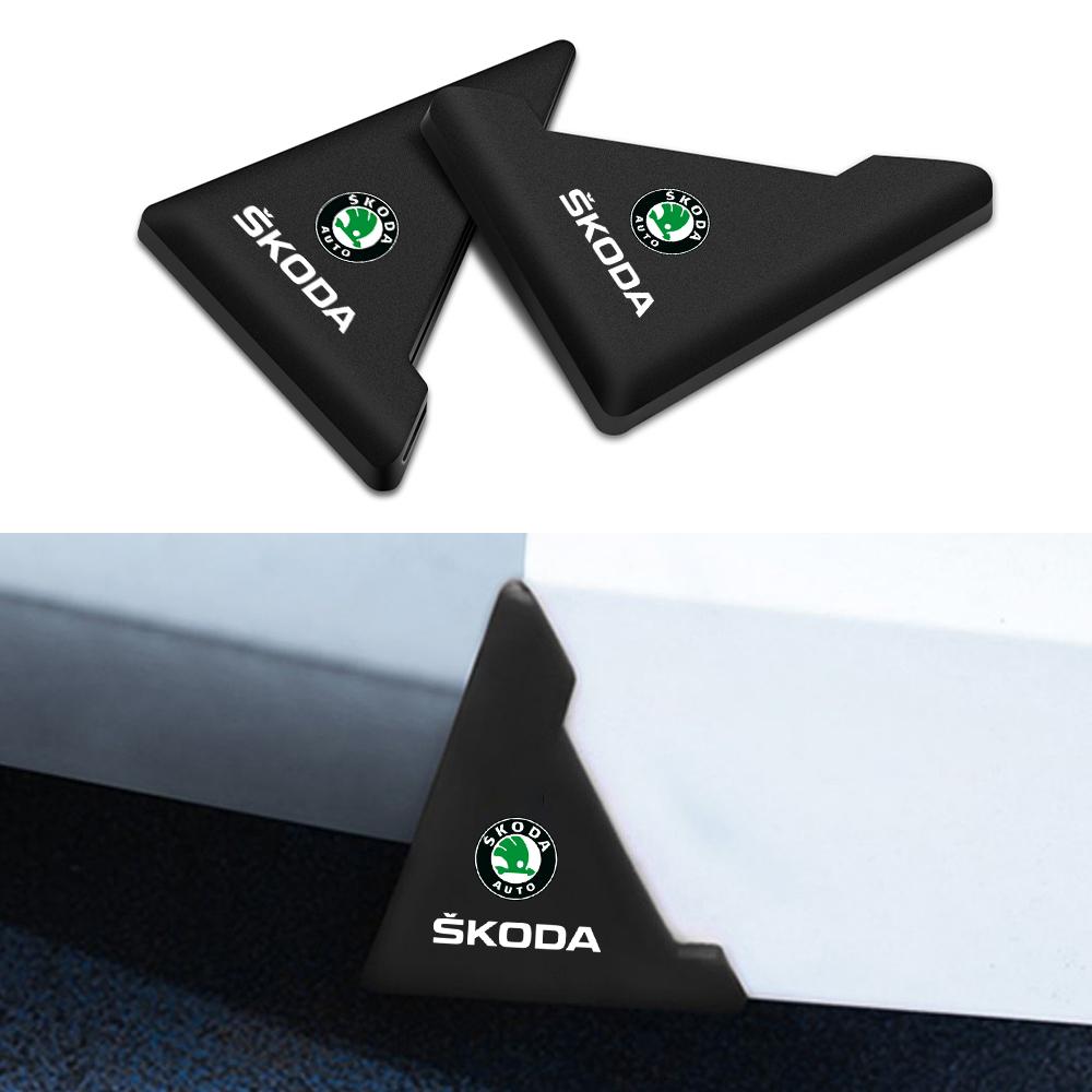 2Pcs Silicone Car Door Corner Anti-Scratch Protector Cover Accessories For Skoda Kodiaq Octavia Enyaq Kamiq Scala Rapid Superb 3 oad366