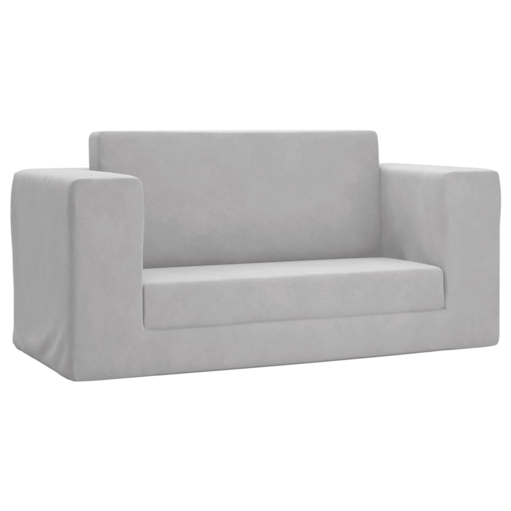 Vidaxl 2-Os. Sofa Dla Dzieci, Rozkładana, Jasnoszara, Miękki Plusz