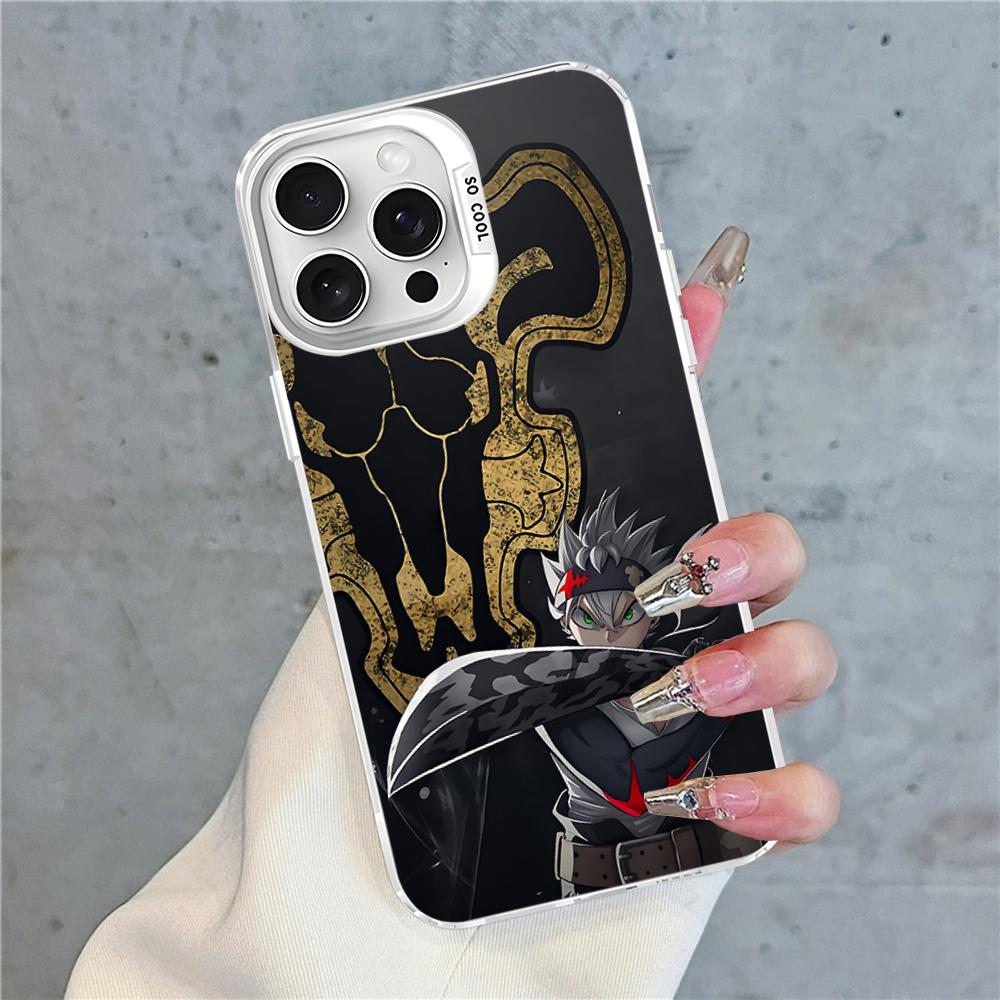 Чехол для телефона Черный клевер Для IPhone 16 15 14 13 12 11 Pro Max X XR XSMAX 8 7 Plus Матовый противоударный задний чехол
