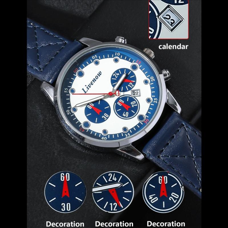 Модные мужские часы, деловые, с ремешком из искусственной кожи, кварцевые наручные часы, мужские повседневные часы с датой для папы и любимого, подарок на Рождество