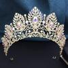 Royal Queen Opal Green Crown Big Diadem Bride Crowns for Women Tiaras Wedding Party Bridal Crown Hair Dress Jewelry Accessori