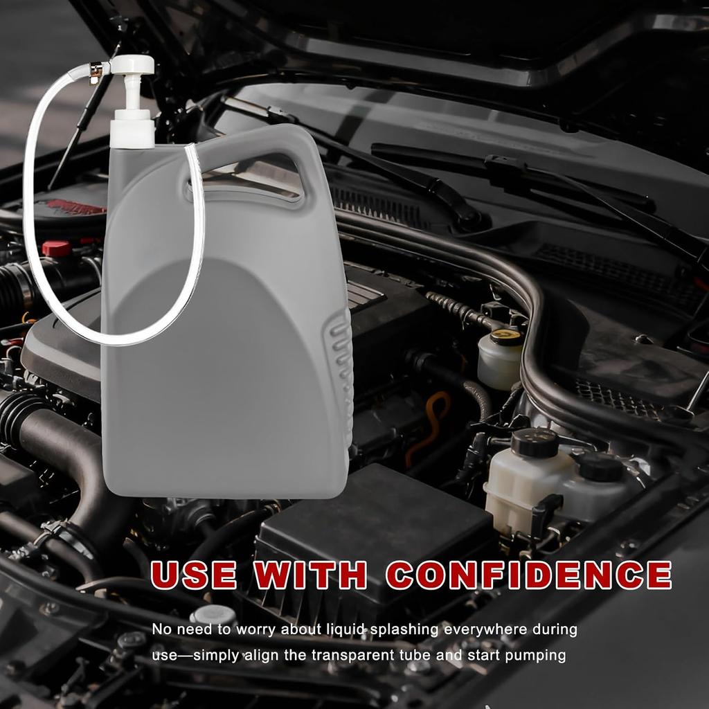 Sun Walker Fluid Pump for Quart Bottles, 4cc Per Stroke Manual Transmission Fluid Pump with Flexible Hose, Lower Unit Gear Oil Extractor Kit for Car