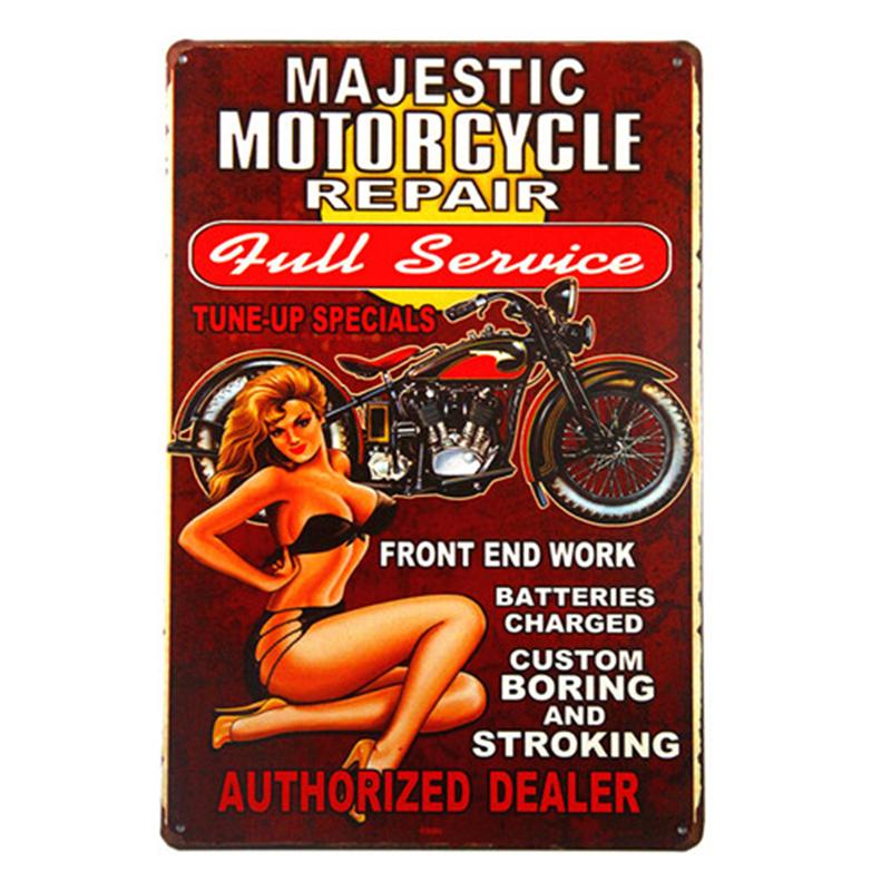 Полный сервис в стиле пин-ап, винтажные газовые масла, ретро жестяная вывеска, художественный плакат, подвесные тарелки