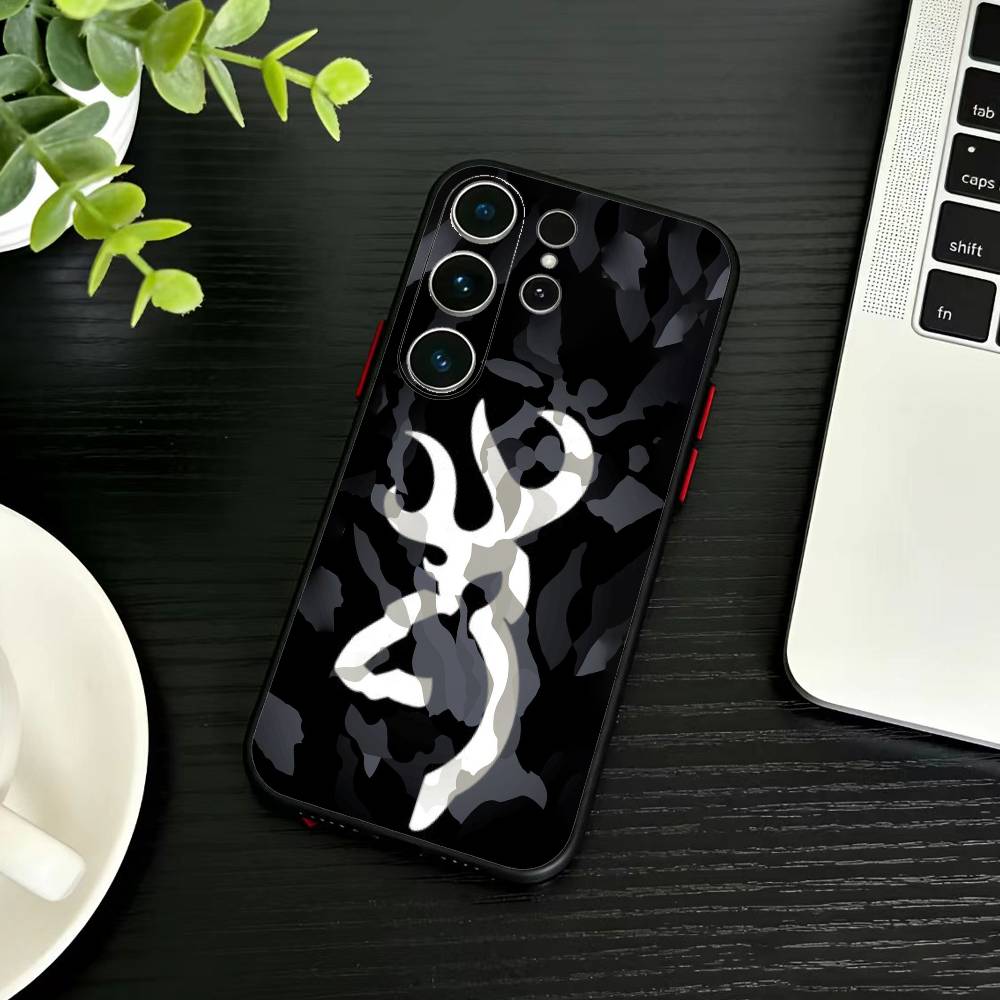 Deer Hunting Camo Phone Case For Samsung S26,S25,S24,S23,S22,S30,S21,Ultra,Plus,FE 5G Black Soft Cover