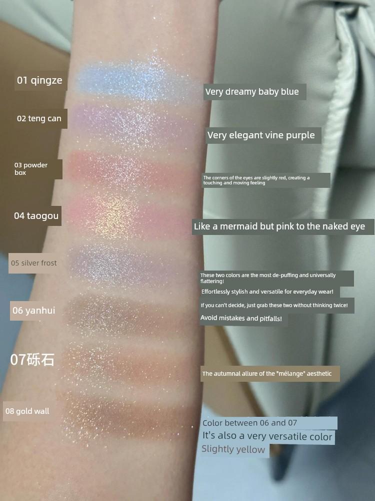 Single Color Makeup! Qianyan Single-Color Eyeshadow Palette with Baked Colorful Pearlescent Shimmer, Intense Blue Baked Powder, Color-Enhancing,