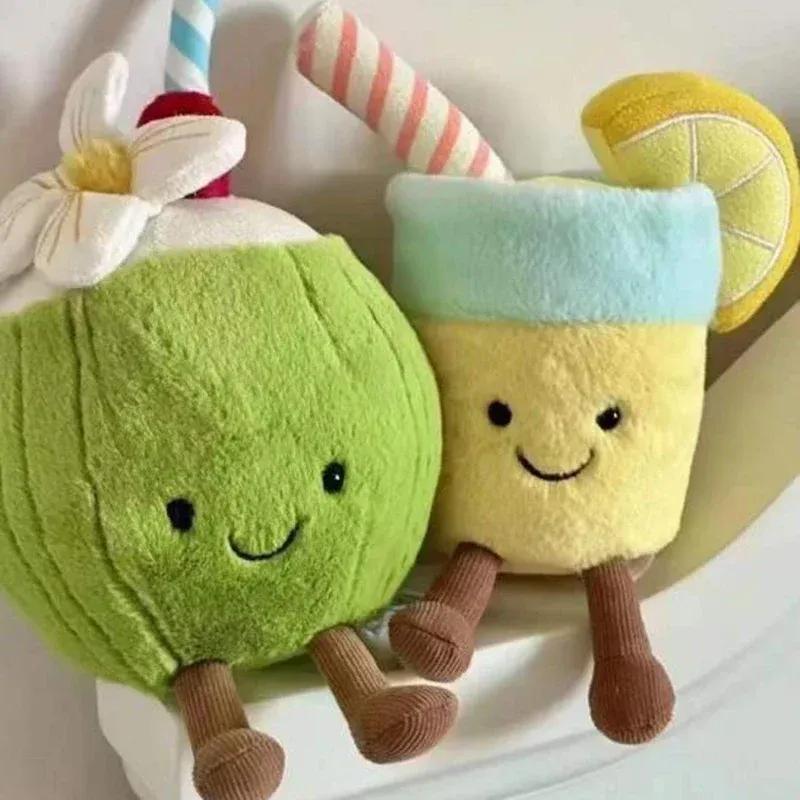 New In-Stock Jelly Cat Summer Coconut Backpack Pendant Lemonade Plush Cushion Home Bedroom Decorations Girl Gift