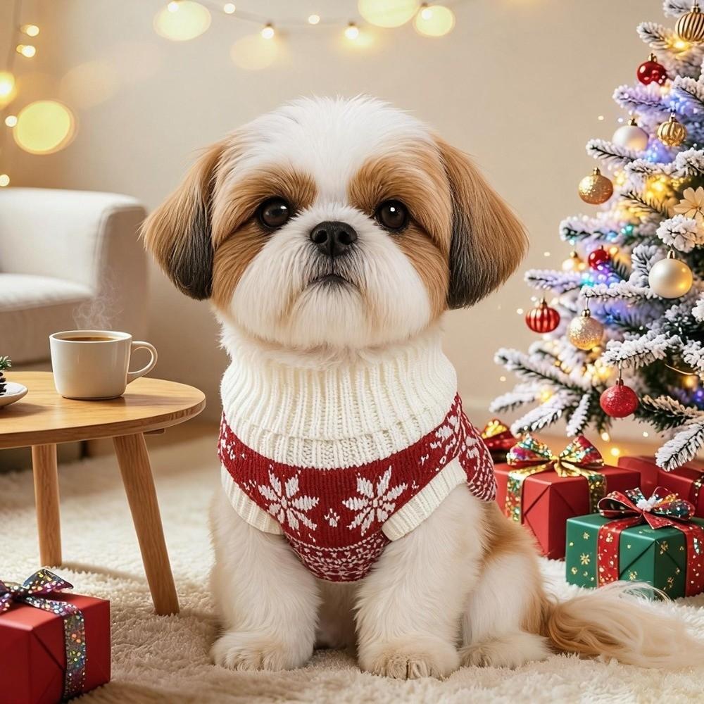 Pet Outfits Winter Dog Clothes keep warm Knit Puppy Pullovers Cute Dog Turtleneck  Pet