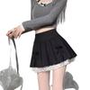 Юбка-плиссе для девочек, серая кружевная мозаика, А-силуэт, короткая юбка, юбка-бантик с высокой талией для девочек из группы Minority Spice Girls, элегантная короткая юбка