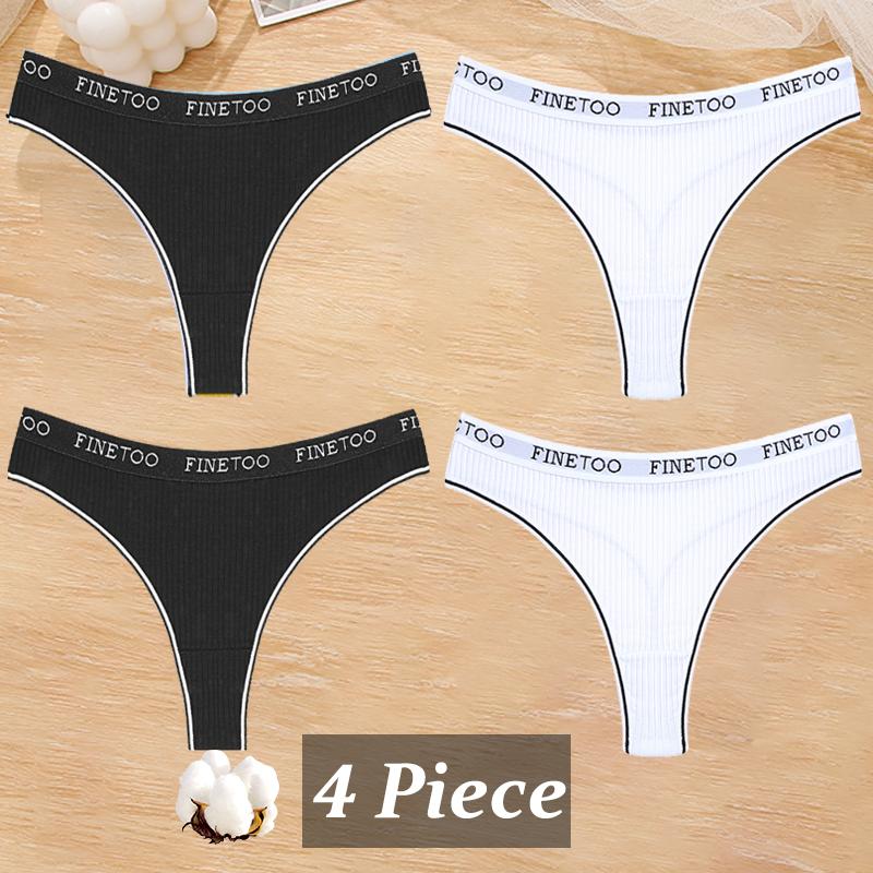 4Pcs/Set Women Cotton Colorful Stripe Panties Sexy Underwear G-Strings Rainbow Thongs Female Soft Breathable Intimates Lingerie