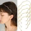 3PCS Simple Metal Waved Hairbands Women Gold Bending Headband Geometric Thin Head Hoop Elegant Headwear for Girls Hair Styling