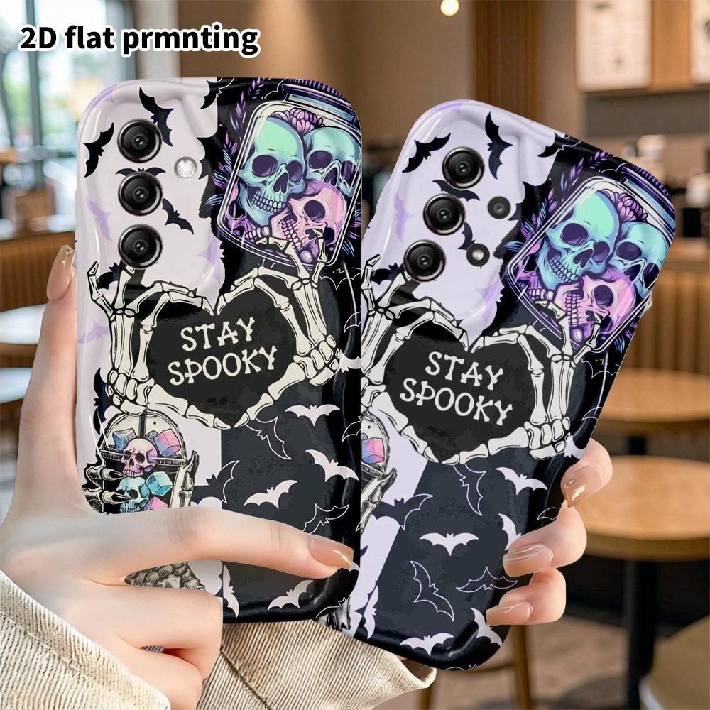Phone case: 2D flat Samsung Galaxy A34 A35 S20 S22 S21 FE Plus Ultra protective case, cartoon skull, Christmas and Halloween gift