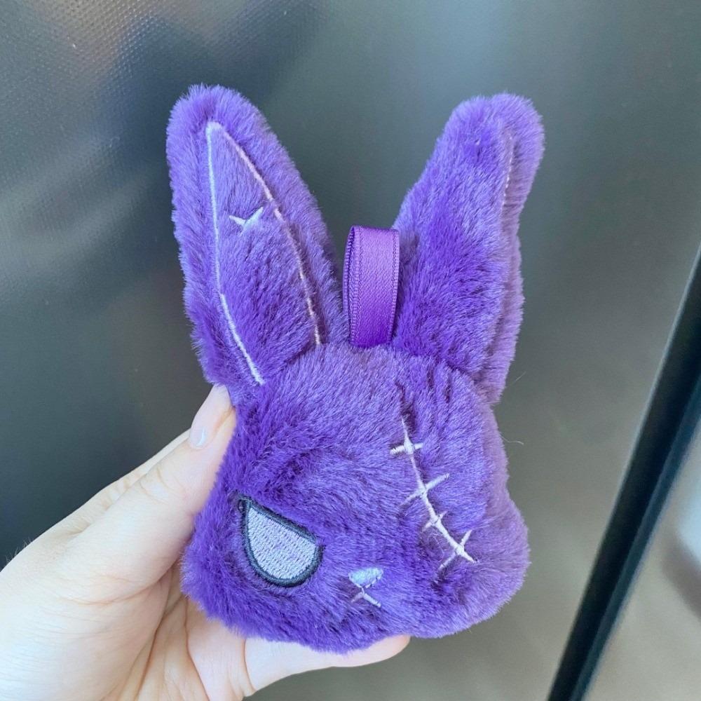Fluffy Gothic Rabbit Compact Stitched Bunny Bag Pendant Halloween Plushie Goth Lovers