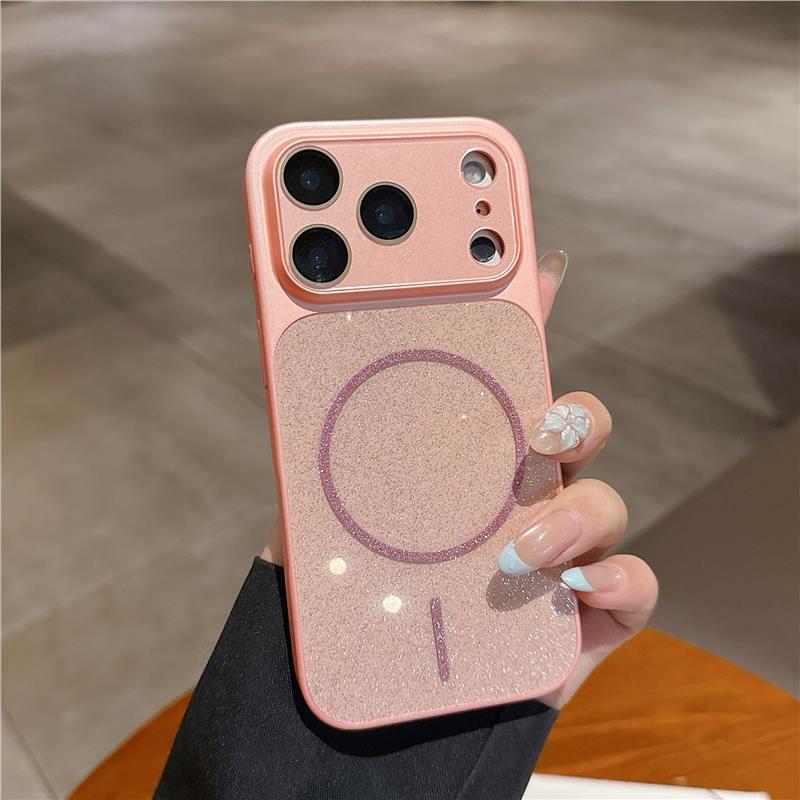 Магнитный чехол для iPhone 17 с блестками и большим окном, противоударный для Apple 16 Pro Max и 15