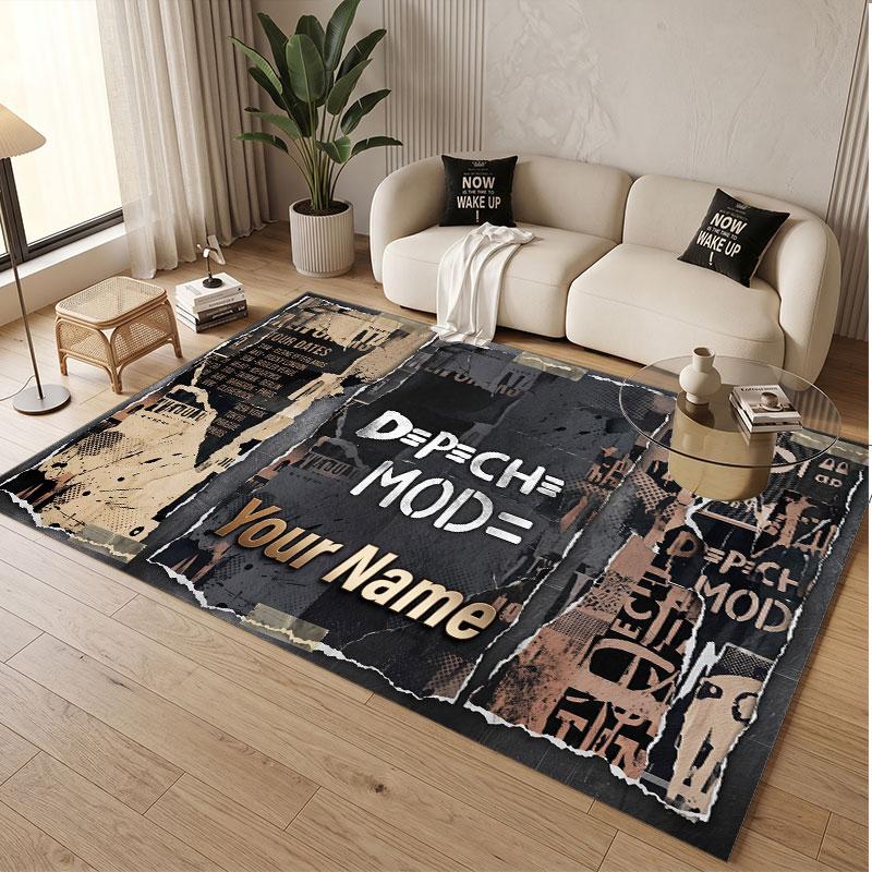 Custom Rug Depeche Mode Pattern Print Name Text Soft Non‑Slip Floor Carpet for Home Indoor Decoration