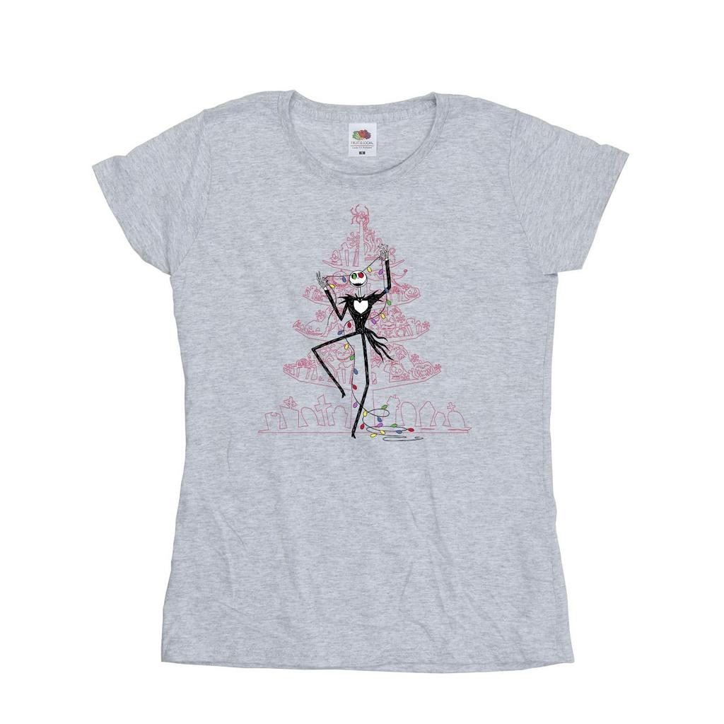 Disney Womens/Ladies The Nightmare Before Christmas Tree Pink Cotton T-Shirt