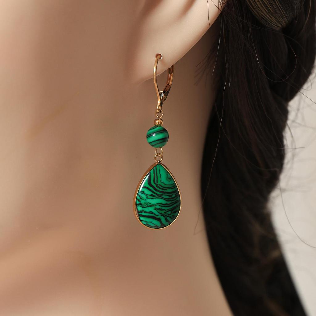 Винтажные французские серьги-капли бирюзового цвета для женщин - Коллекция Осень/Зима