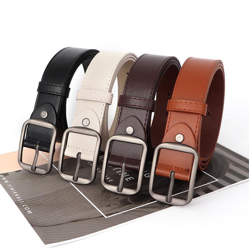 Summer City Style Pu Leather Belt For Women Men Casual Fashion Waistband With Geometric Design