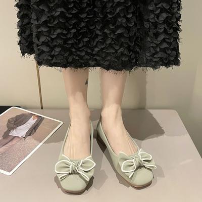 Женская обувь Зеленые женские туфли Slip On с бантом Роскошная обувь Осень 2024 Новое оригинальное стильное предложение 39 Летние предложения A