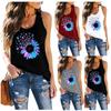 Women Plus Size Summer Flowers Print  Sleeveless Casual T-shirt Top Tank