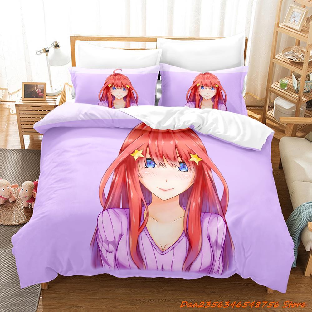 Personality The Quintessential Quintuplets Комплект постельного белья Single Twin Full Queen King Size Комплект постельного белья Adult Kid Bedroom Duvetcove