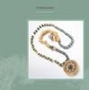 Jade Stone Large Compass Necklace - Vintage Luxurious Pendant