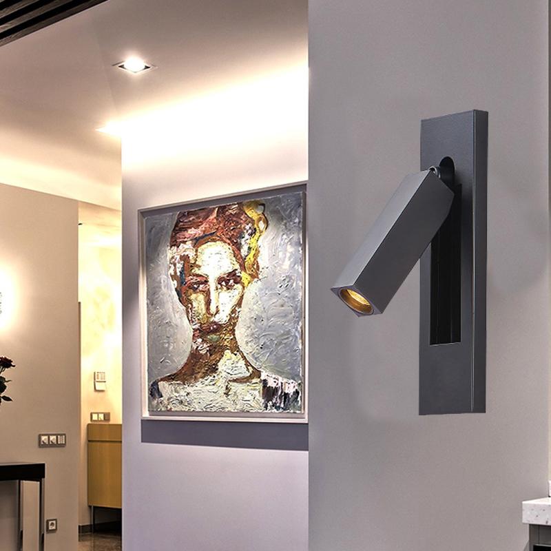 Светодиодный прямоугольный светильник для чтения с регулируемым углом наклона, встроенный в прикроватную лампу