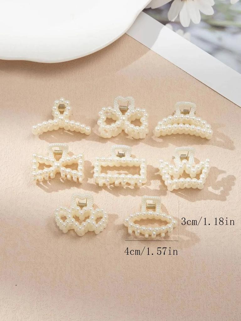 8PCS Women's Minimalist And Fashionable Mini 4CM Imitation Pearl Hair Grab