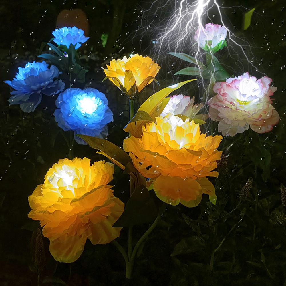 Уличный солнечный садовый светильник, декоративный солнечный светильник для двора, большой цветок пиона, водонепроницаемый солнечный декоративный светильник для патио в саду