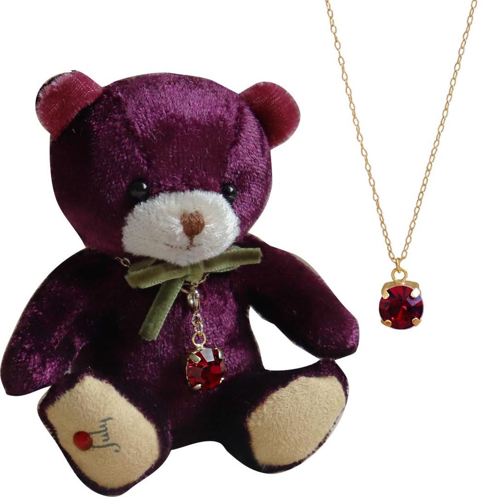 Petit Luu Birthstone Color Crystal Mini Angel Bear Necklace Gift (July)