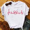 Women T Graphic Flower Never Walk Alone Dog Paw Fashion Printed Top Tshirt Female Tee Shirt Ladies Clothes Tshirt
