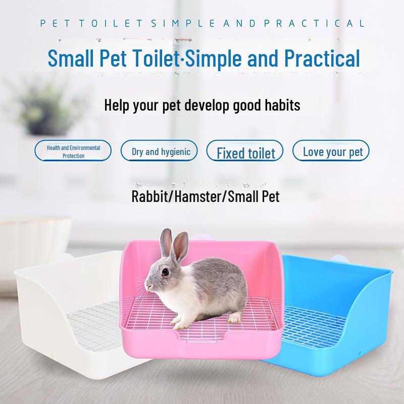 Туалет для кроликов среднего размера с проволочной сеткой и четырьмя углами, подходит для морских свинок и грызунов