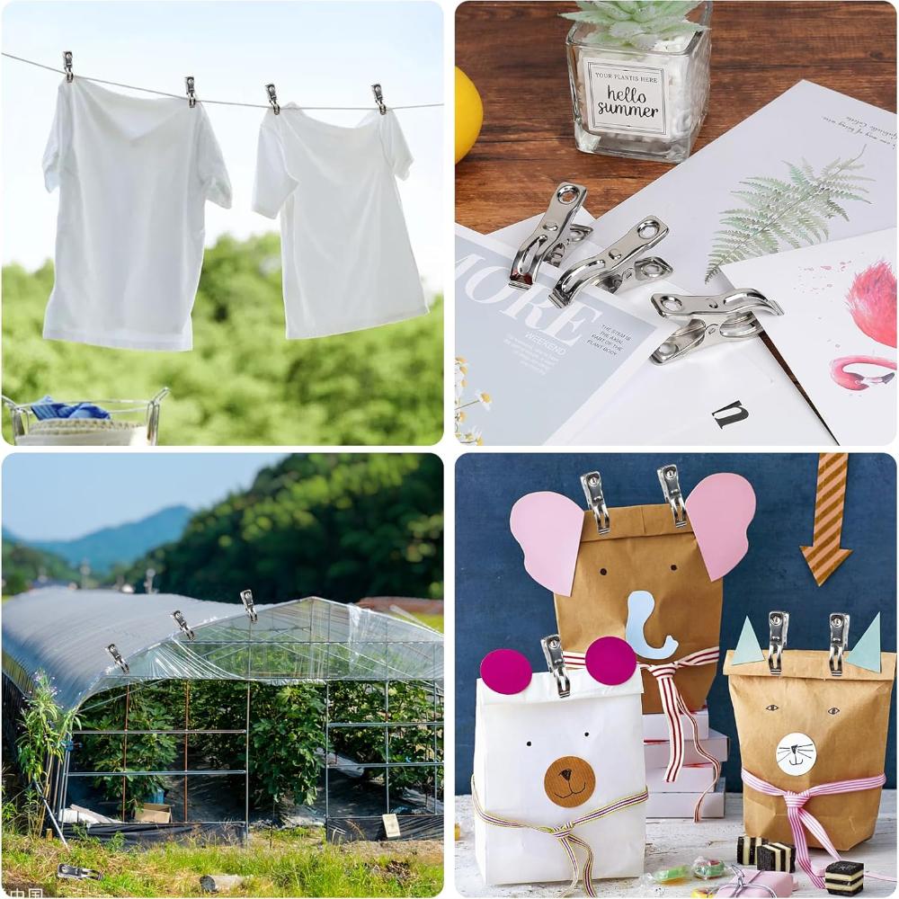 20 шт. Садовые зажимы, 2,3 дюйма Зажимы для теплиц, Зажим для теплиц из нержавеющей стали для сетки, Сверхпрочные зажимы для укрывного материала с сильным захватом